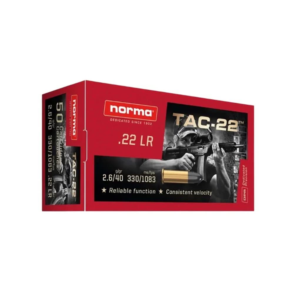 Cartucho Norma .22LR LRN 40gr TAC-22 (50un)