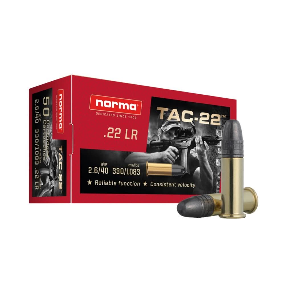 Cartucho Norma .22LR LRN 40gr TAC-22 (50un)