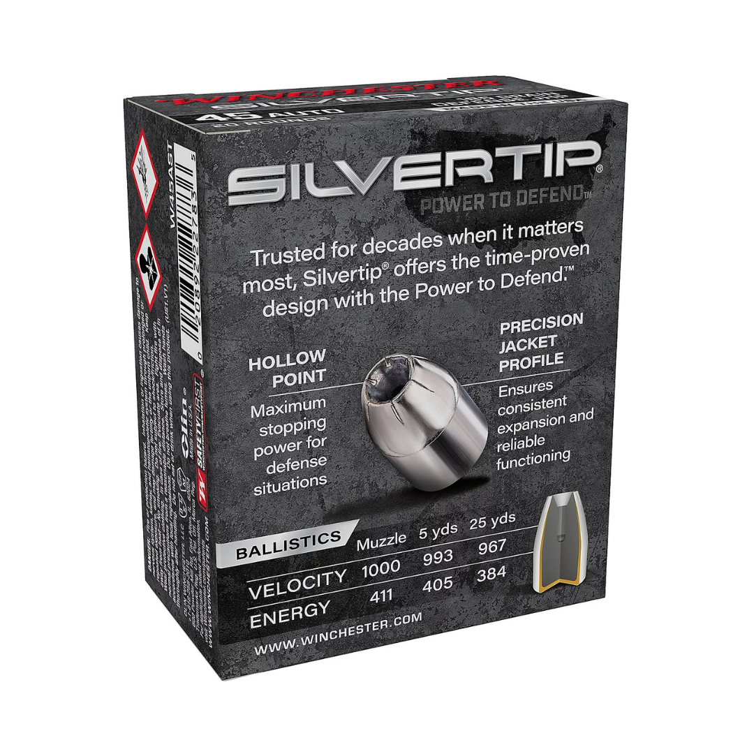 Munição Winchester Silvertip .45 ACP 185 gr - Caixa c/20