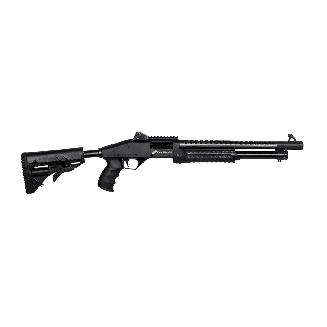 Espingarda CBC Pump Military 3.0 Coronha Retrátil Calibre 12 Cano 16″ Com acessórios