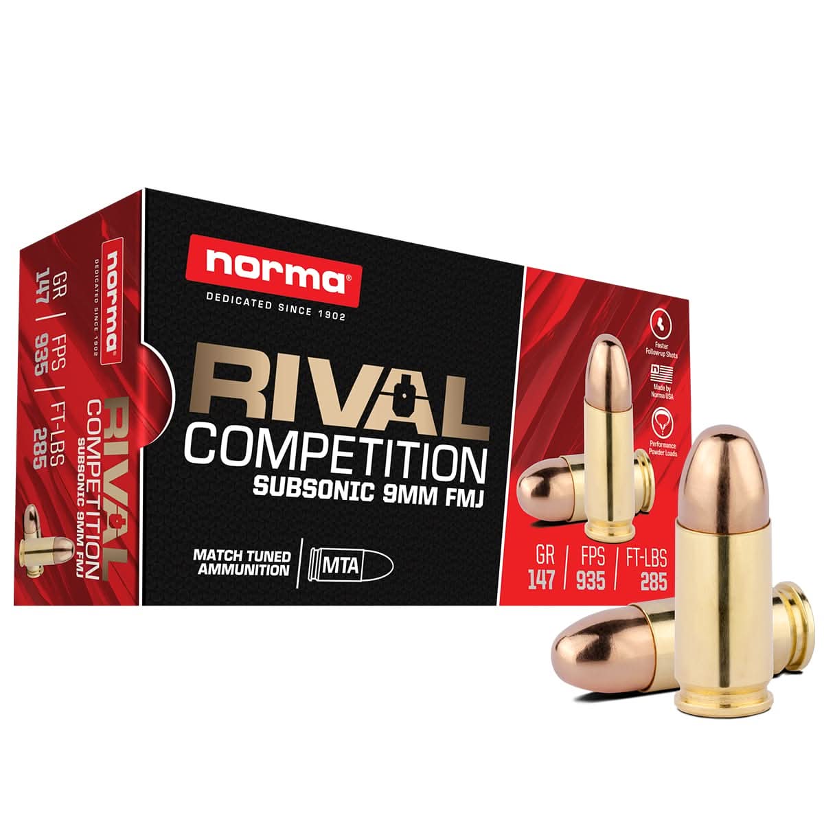Munição Norma Rival Subsonic 9mm 147GR