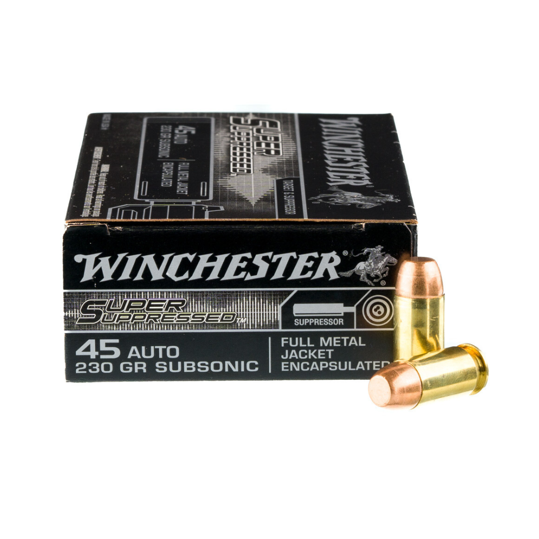 MUNIÇÃO WINCHESTER .45ACP SUPER SUPPRESSED 230GR SUBSONIC
