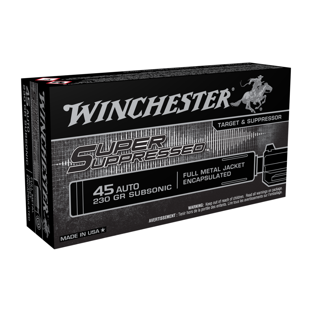 MUNIÇÃO WINCHESTER .45ACP SUPER SUPPRESSED 230GR SUBSONIC