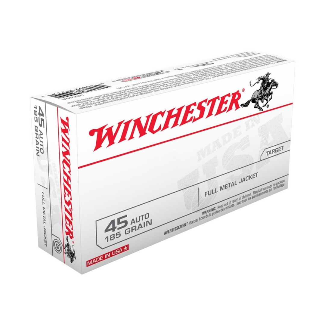 MUNIÇÃO WINCHESTER USA .45 ACP 185GR FMJ
